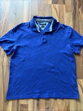 Tommy Hilfiger Royal Blue Men's Polo with Contrast Collar Size XL